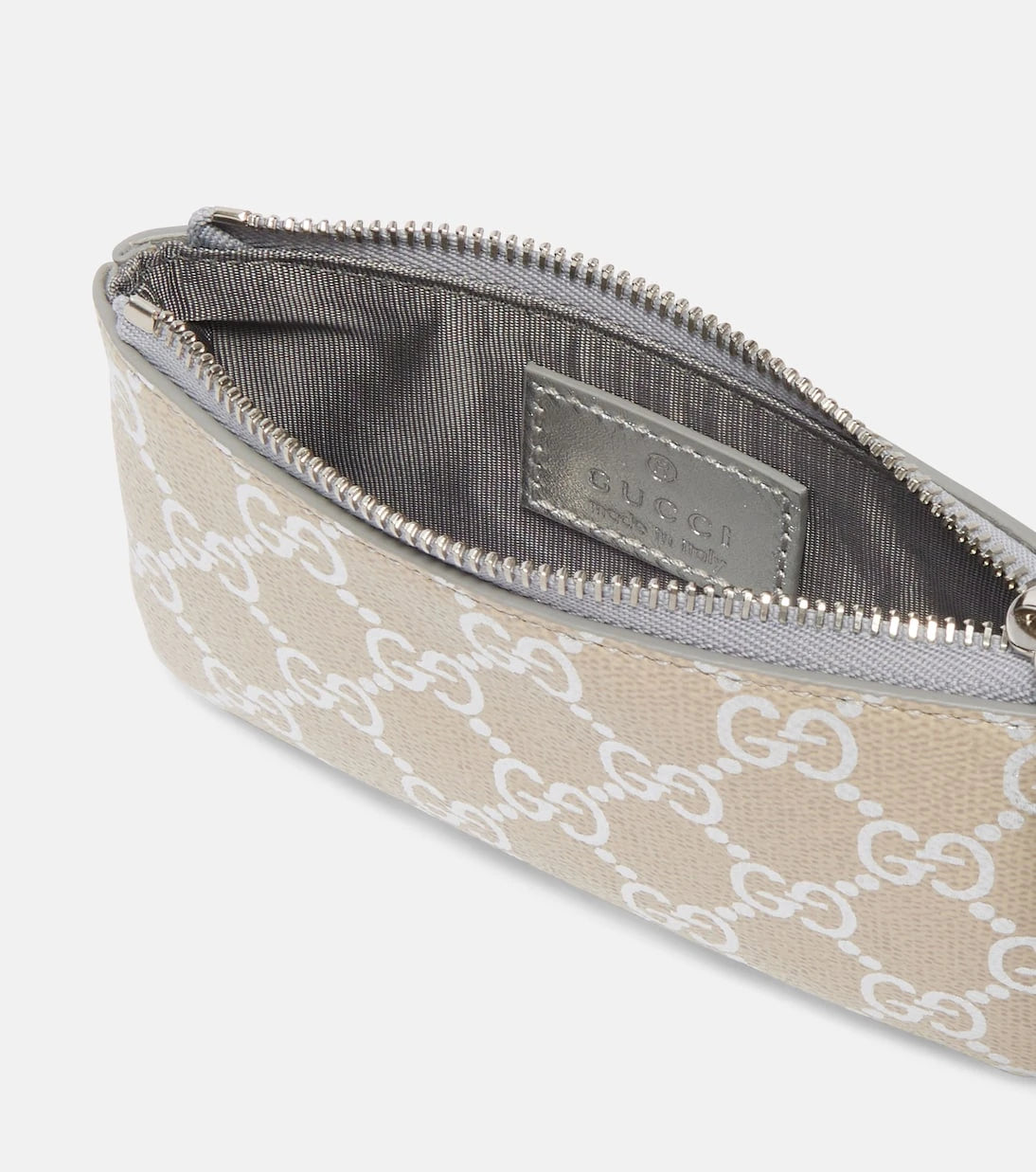 Gucci - GG leather-trimmed pouch