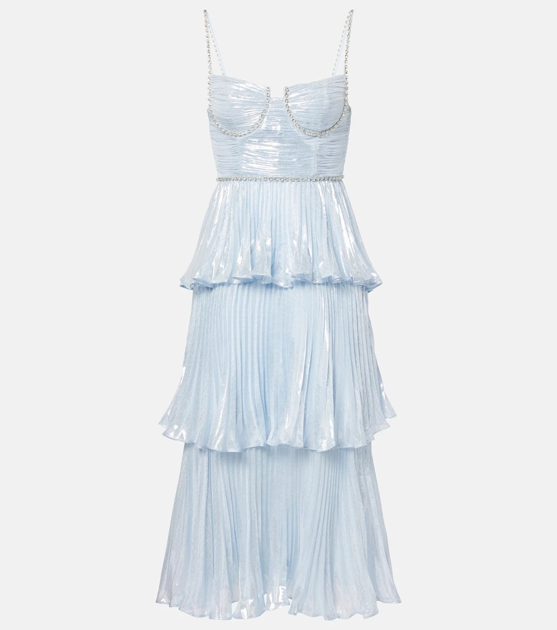 Self-Portrait - Feather-trimmed silk-blend chiffon gown