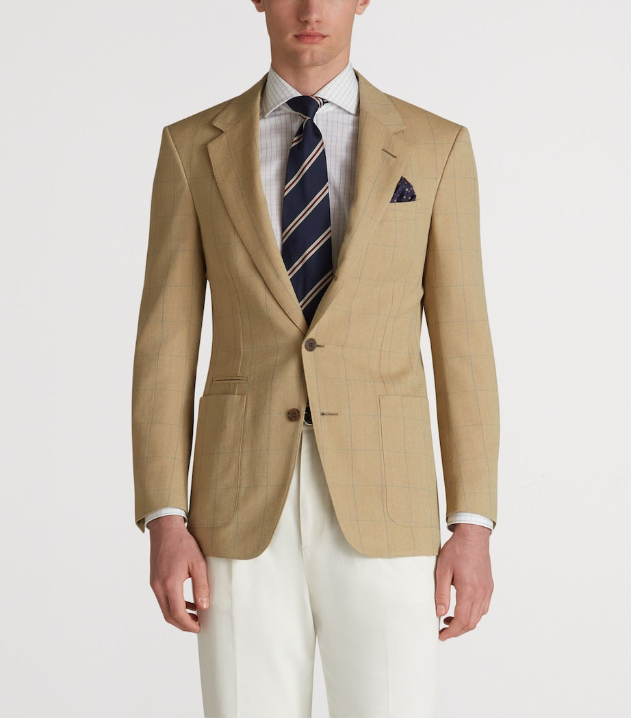 Wool Twill Windowpane Check Bourdon Blazer