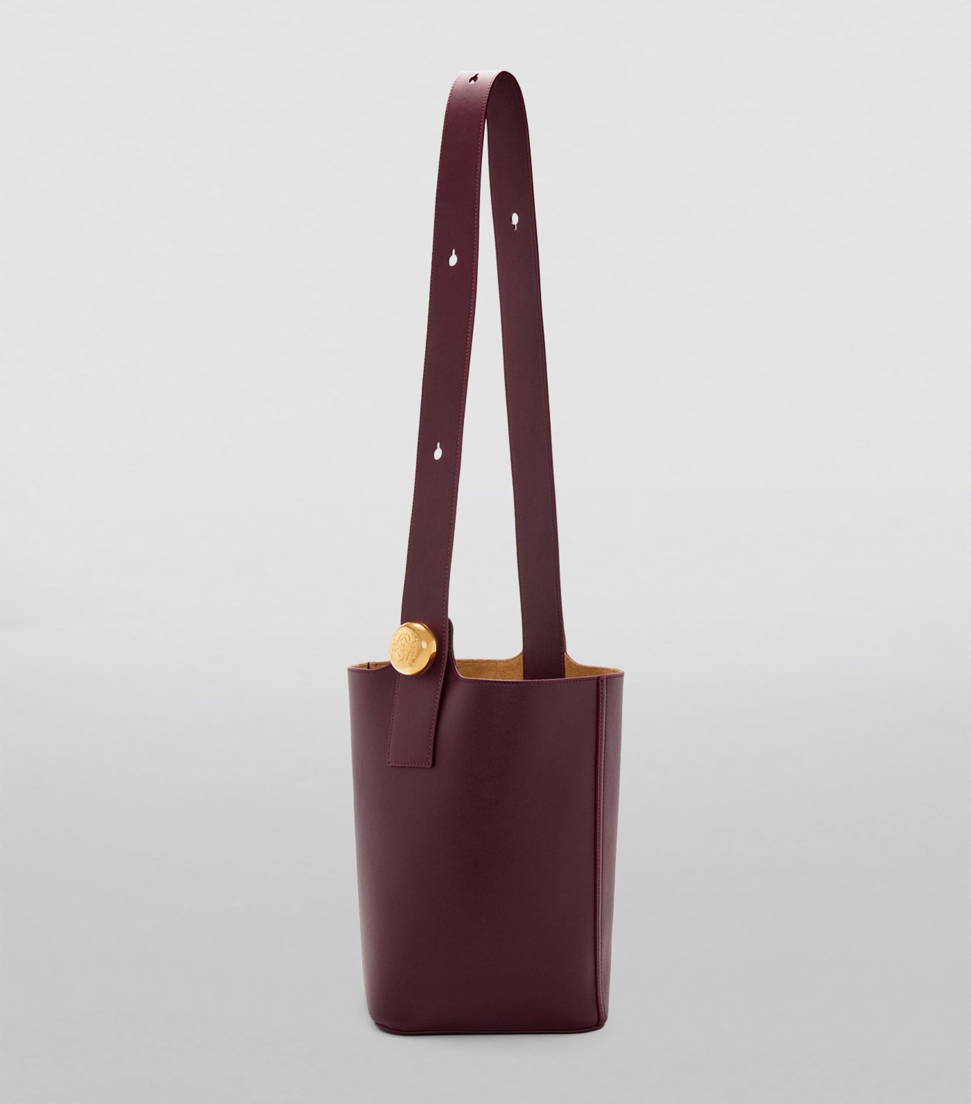 LOEWE Burgundy Medium Leather Pebble Bucket Bag