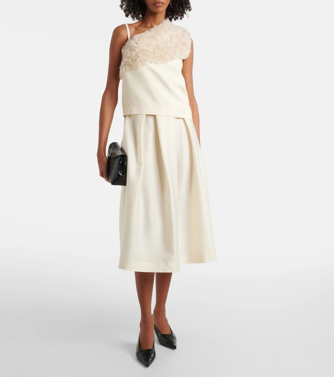 Toteme - Shearling-trimmed cady top