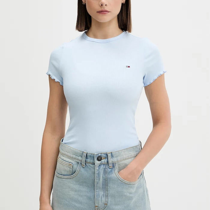 Tommy Jeans kadın pamuklu elastan tişört