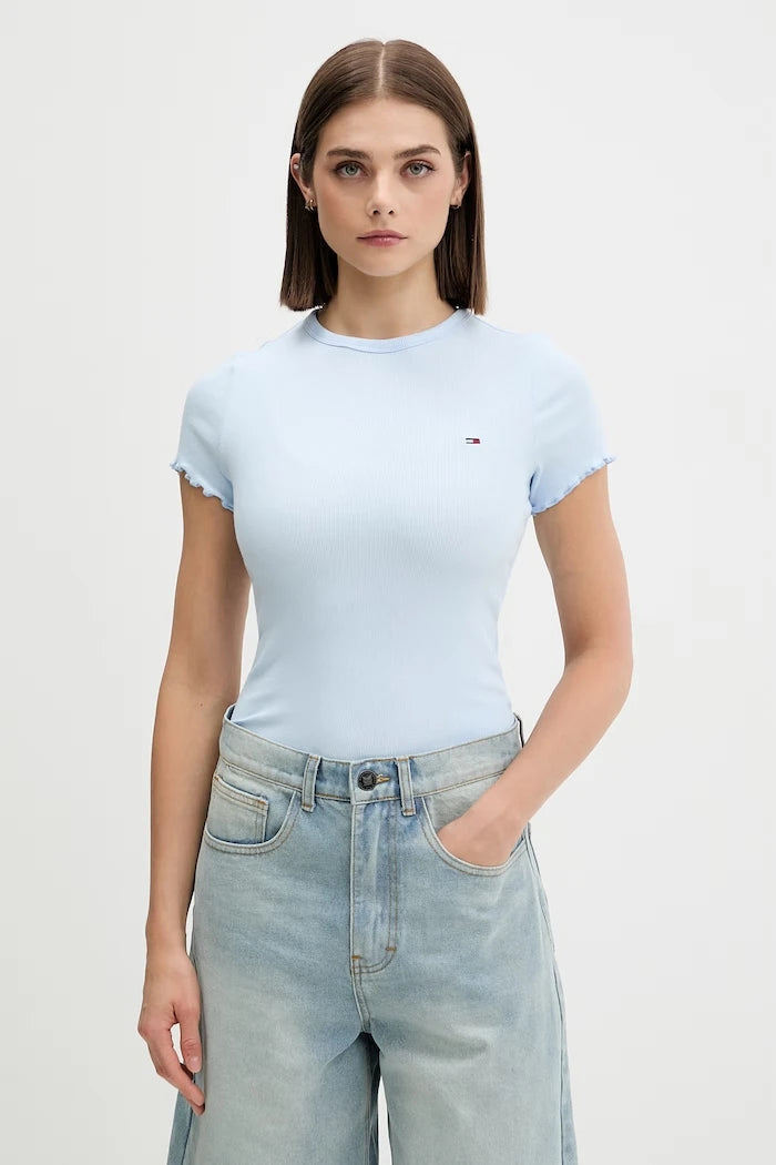 Tommy Jeans kadın pamuklu elastan tişört