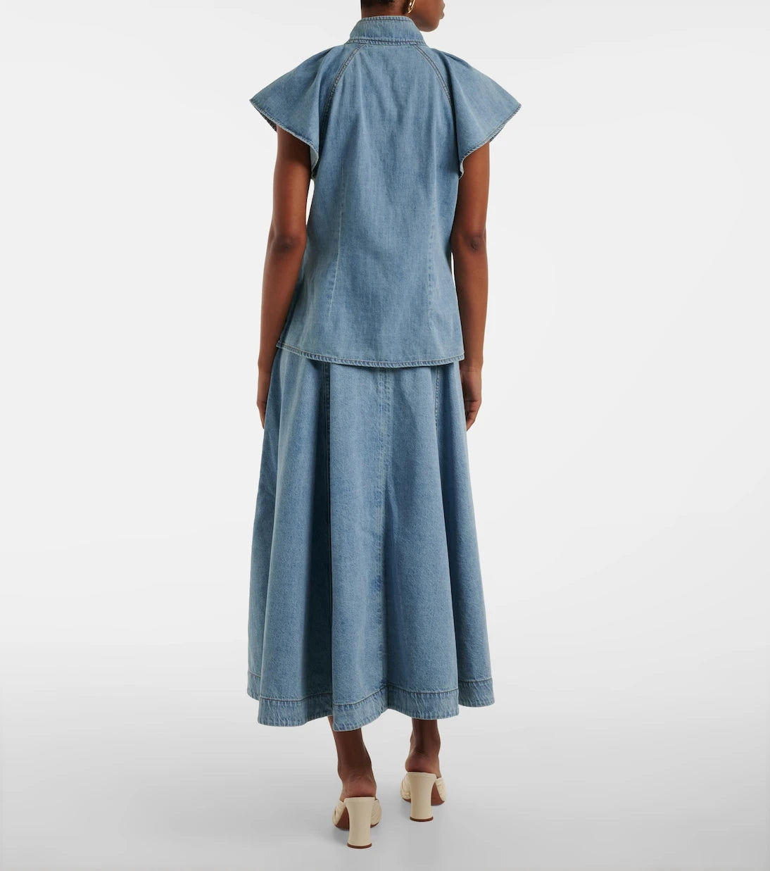 Zimmermann - Crush Flutter Sleeve denim shirt