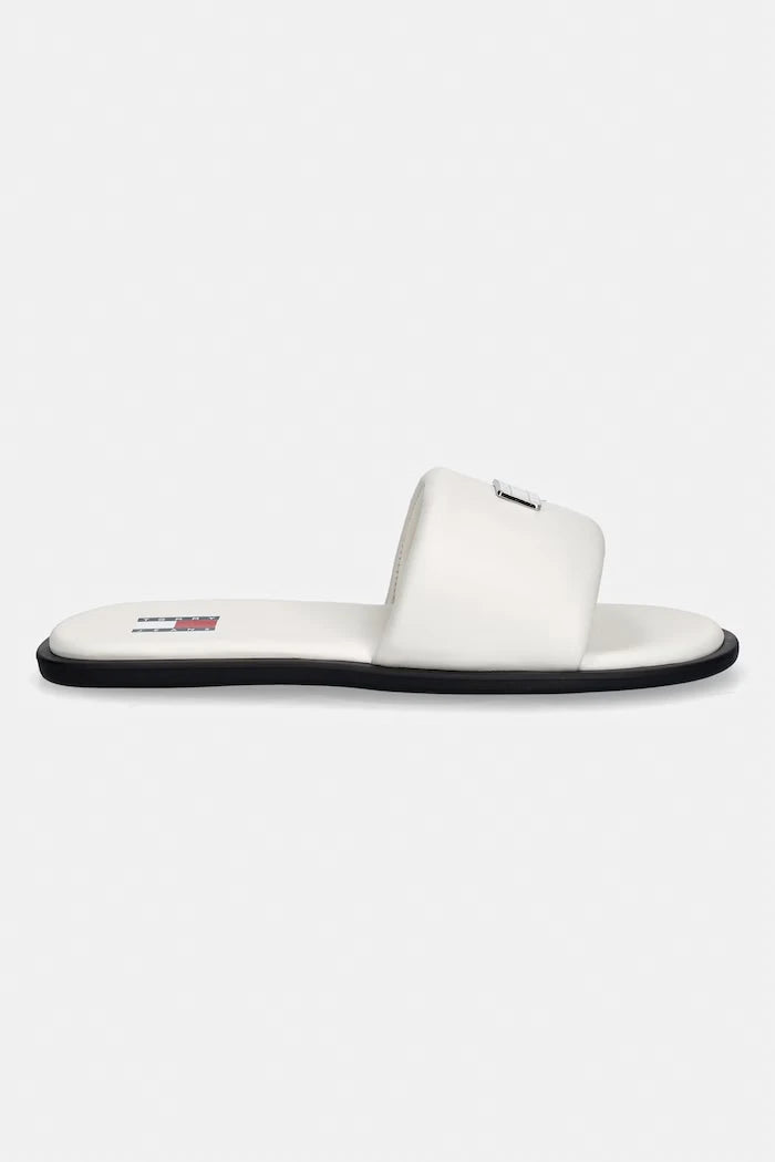 Tommy Jeans düz tabanlı kadın deri terlik TJW SOFT PADDED CASUAL SLIDE