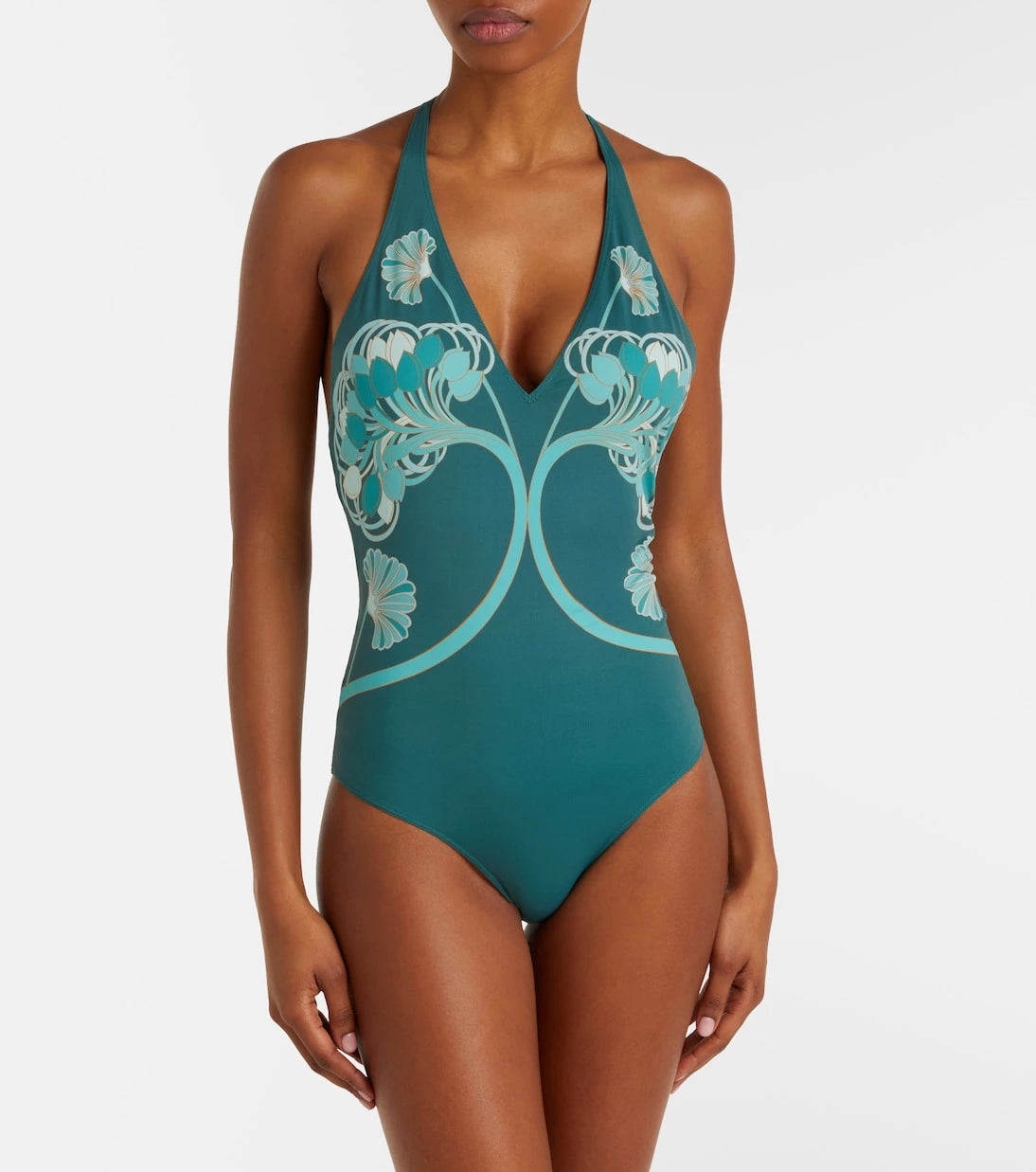 La DoubleJ - Printed halterneck swimsuit
