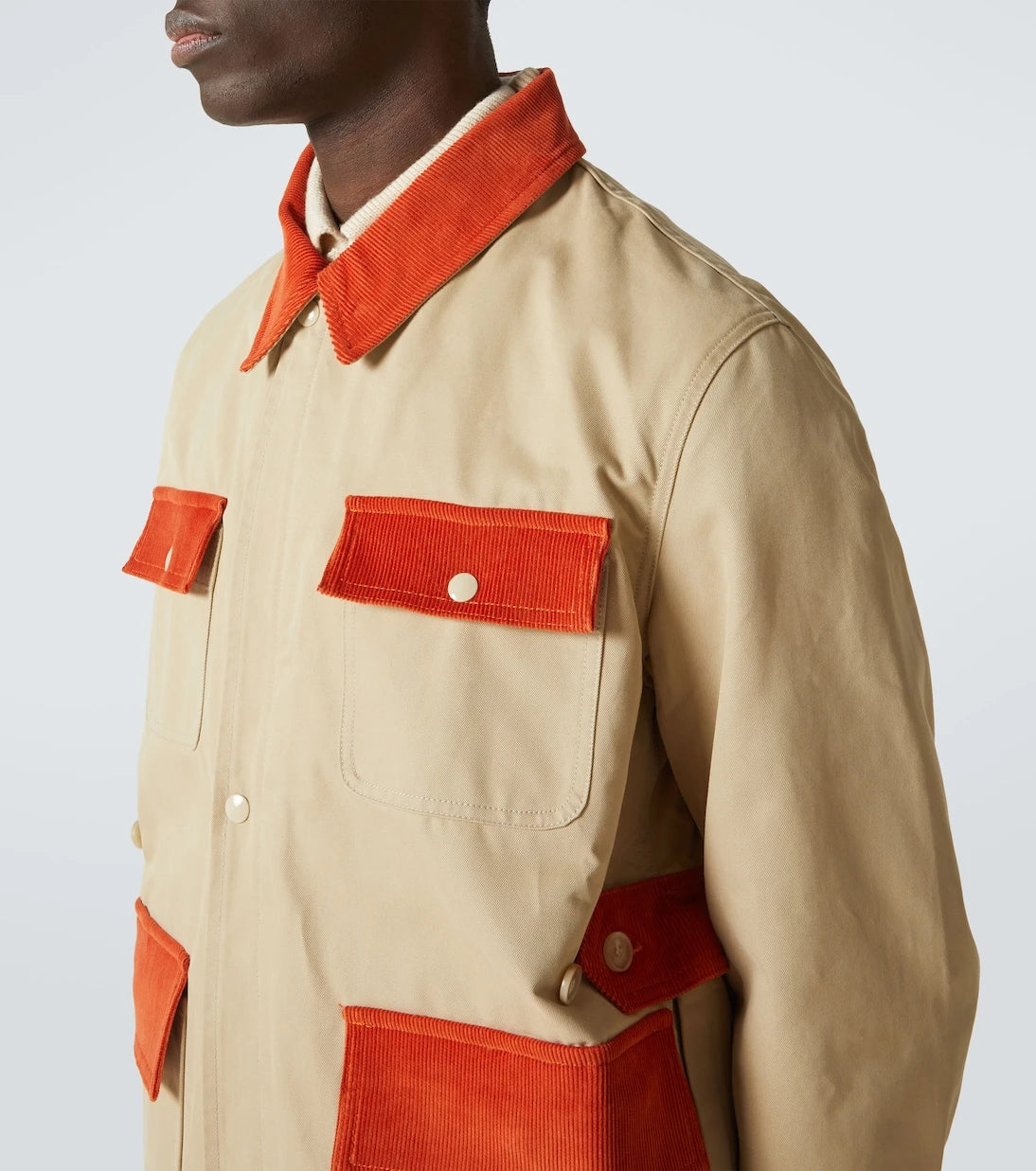 Bode - Corduroy-trimmed cotton twill field jacket
