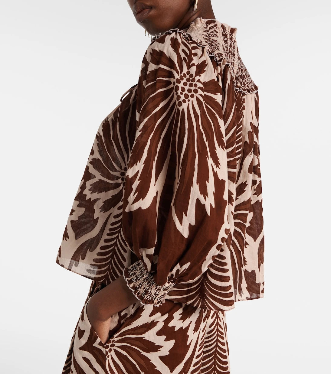 Poupette St Barth - Ysee printed smocked cotton blouse