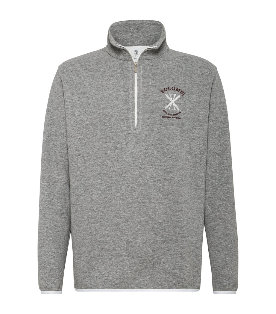 Brunello Cucinelli Grey Cashmere-Blend Quarter-Zip Sweatshirt