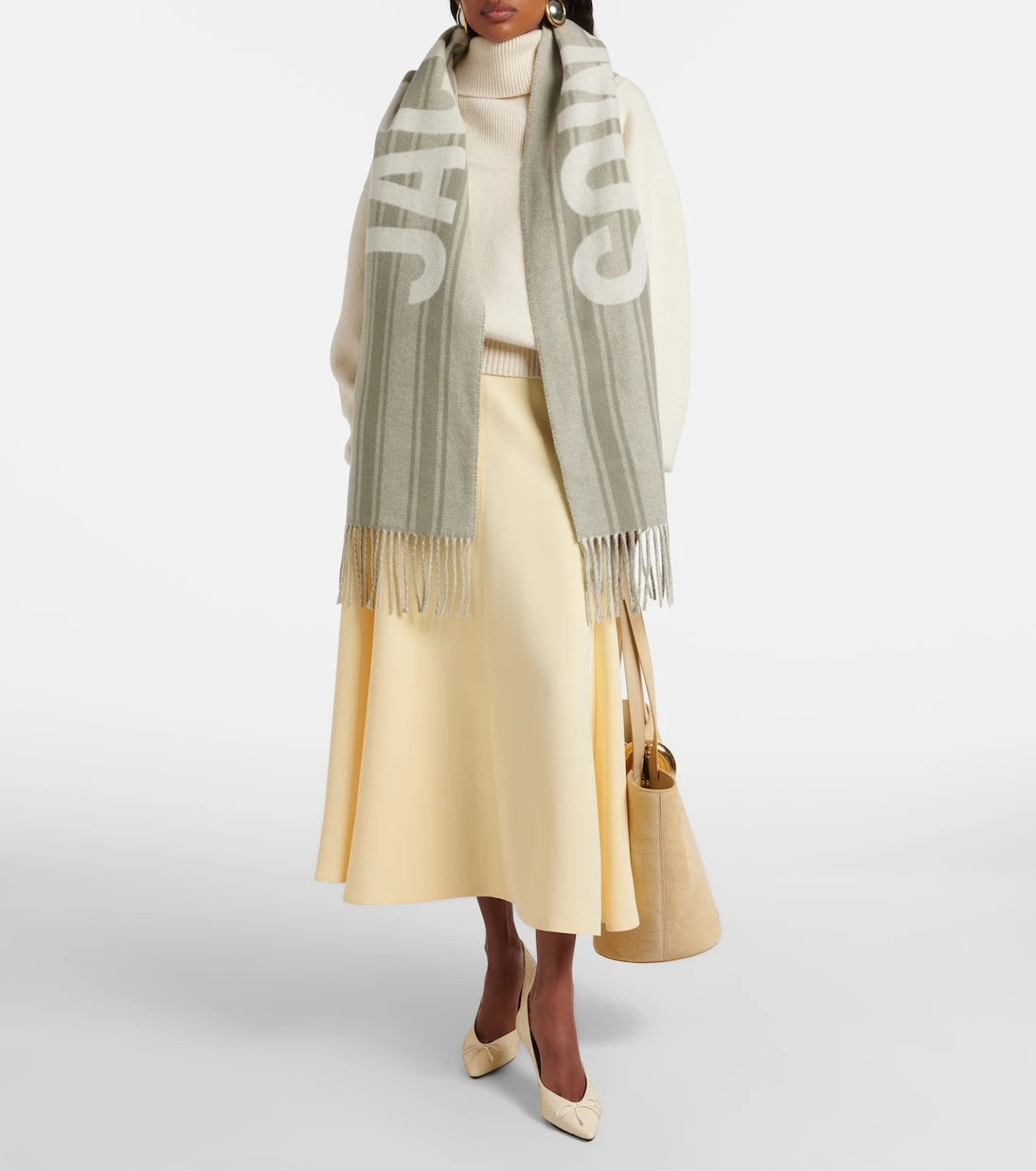 Jacquemus - Logo fringed virgin wool scarf