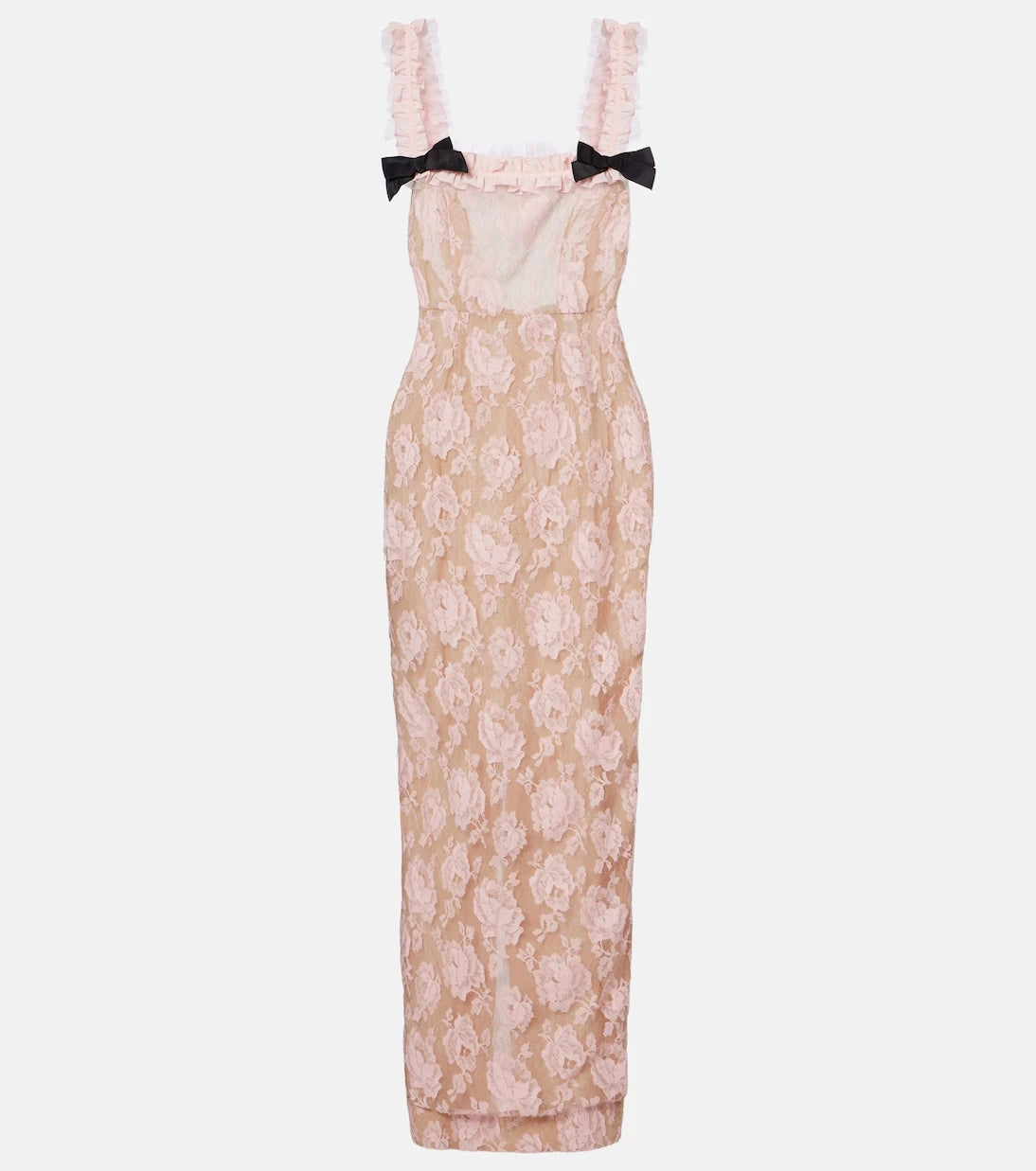 Alessandra Rich - Ruffled cotton-blend lace maxi dress