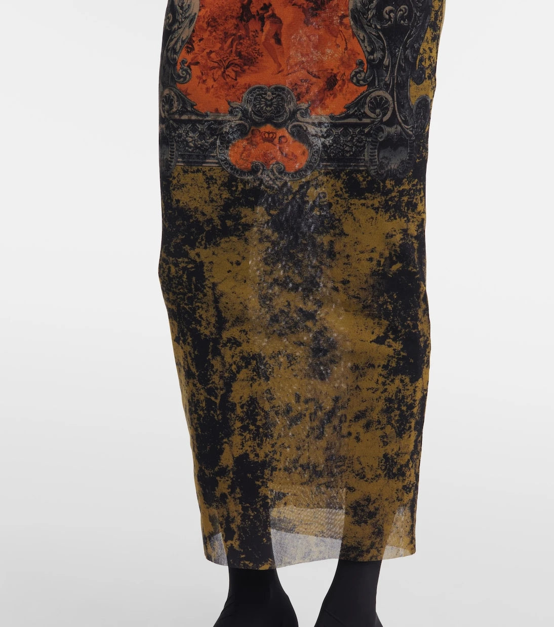 Jean Paul Gaultier - Médaillon printed mesh midi skirt