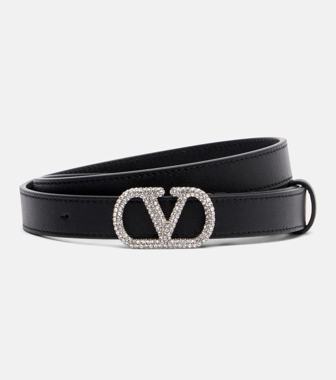 Valentino Garavani - VLogo crystal-embellished leather belt