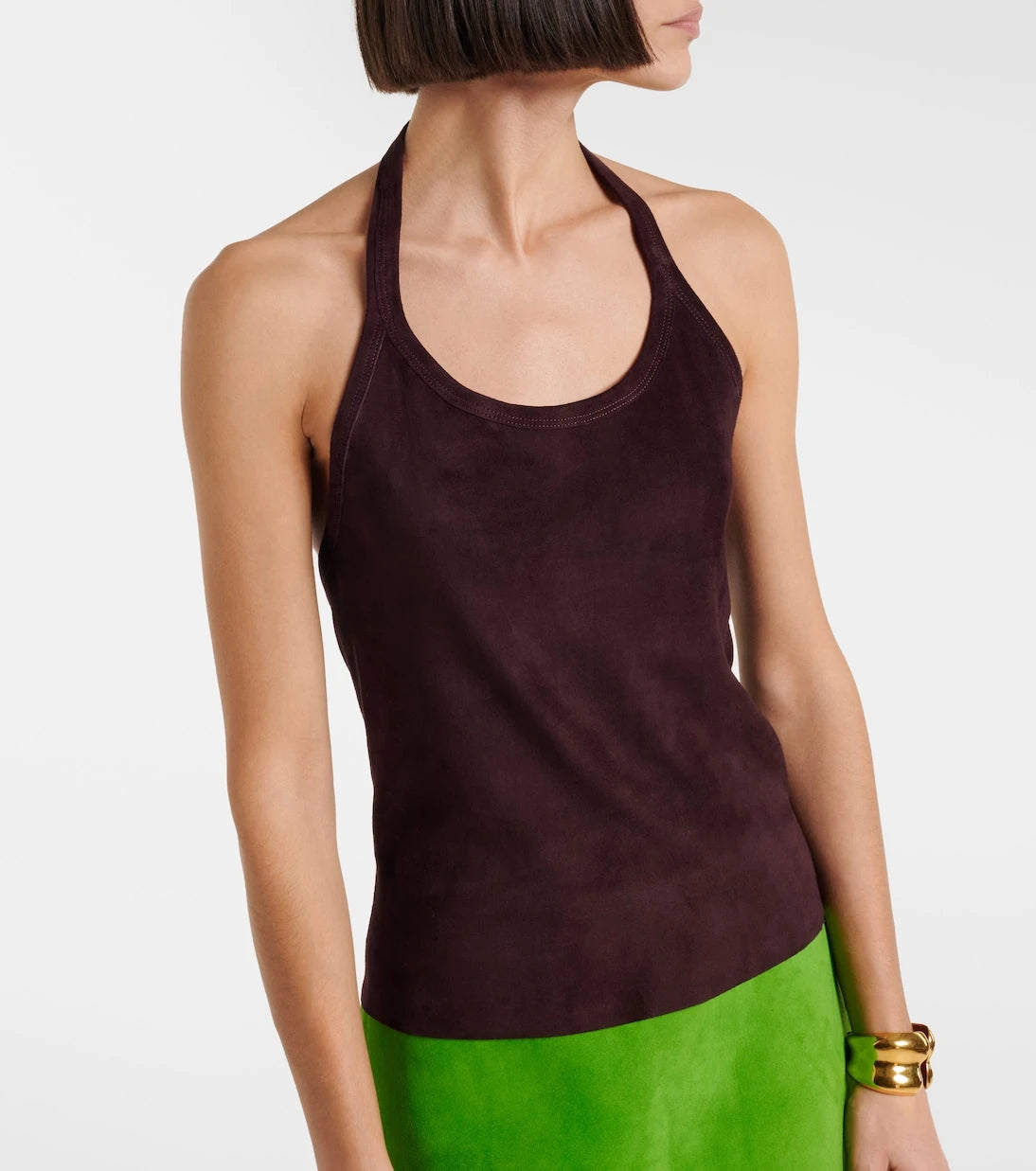 Stouls - Cherry halterneck suede top