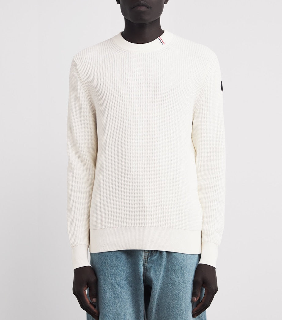 Moncler Ivory Cotton Waffle-Knit Sweater