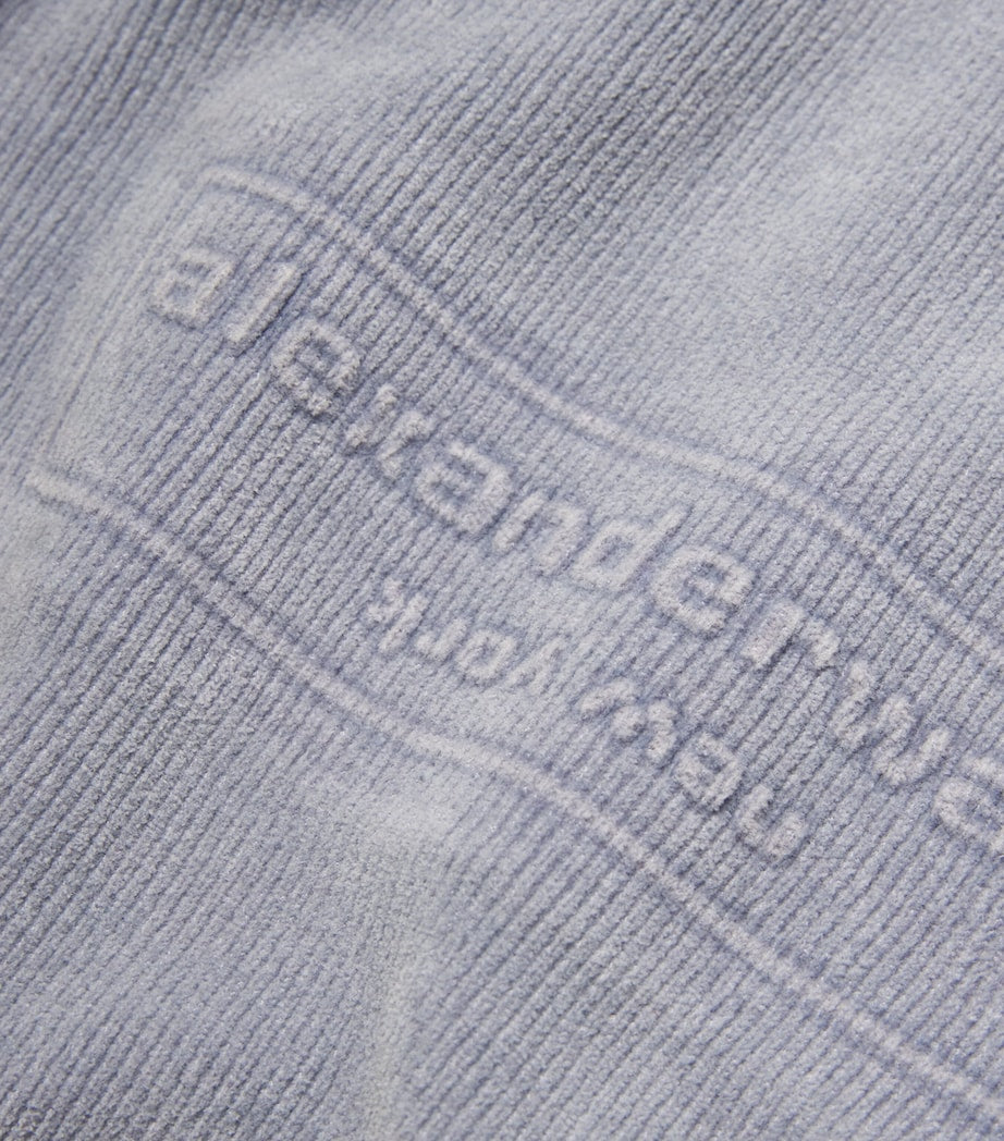 Grey Cotton-Blend Chenille Logo T-Shirt