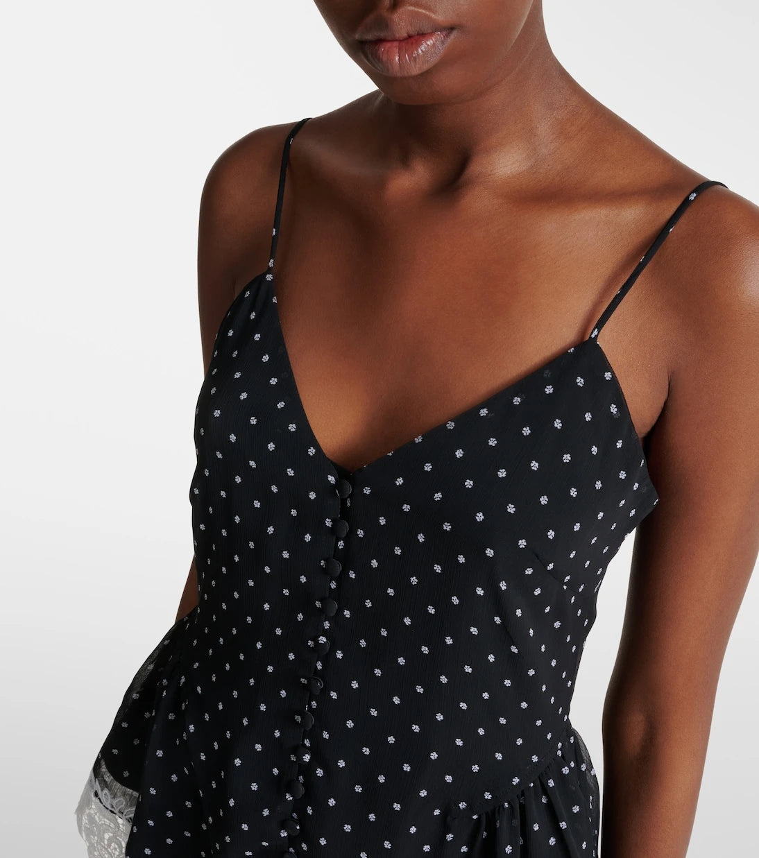 Rotate - Lace-trimmed polka-dot camisole