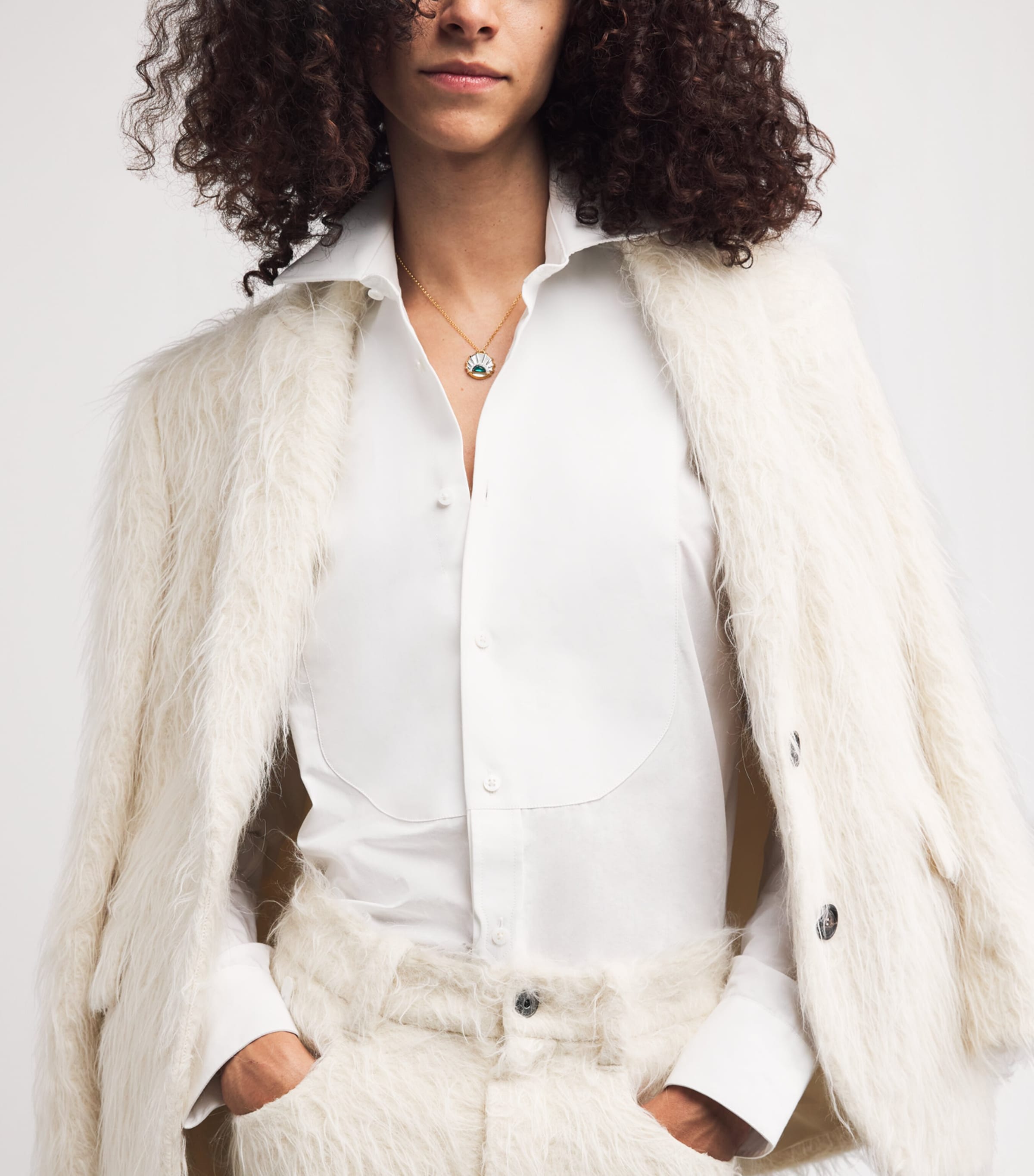 Yellow Gold, Diamond, Topaz and Pearl N*93 Sun Dawn Necklace