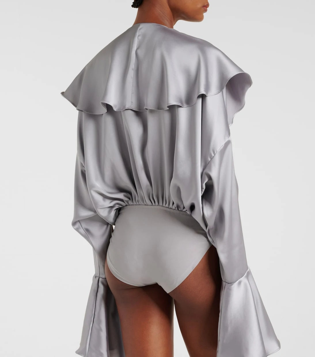Norma Kamali - Ruffled satin bodysuit
