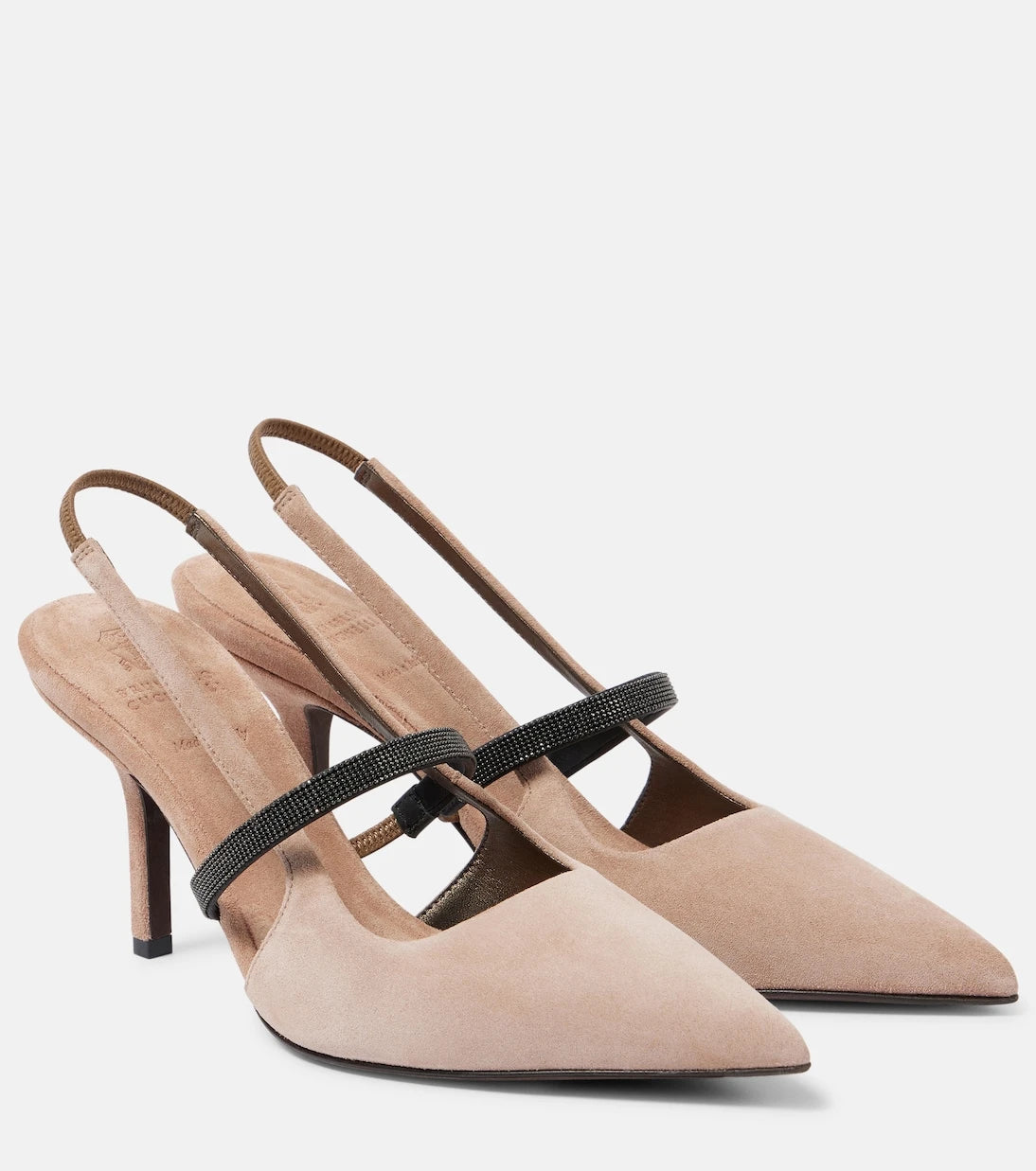Brunello Cucinelli - Monili suede slingback pumps