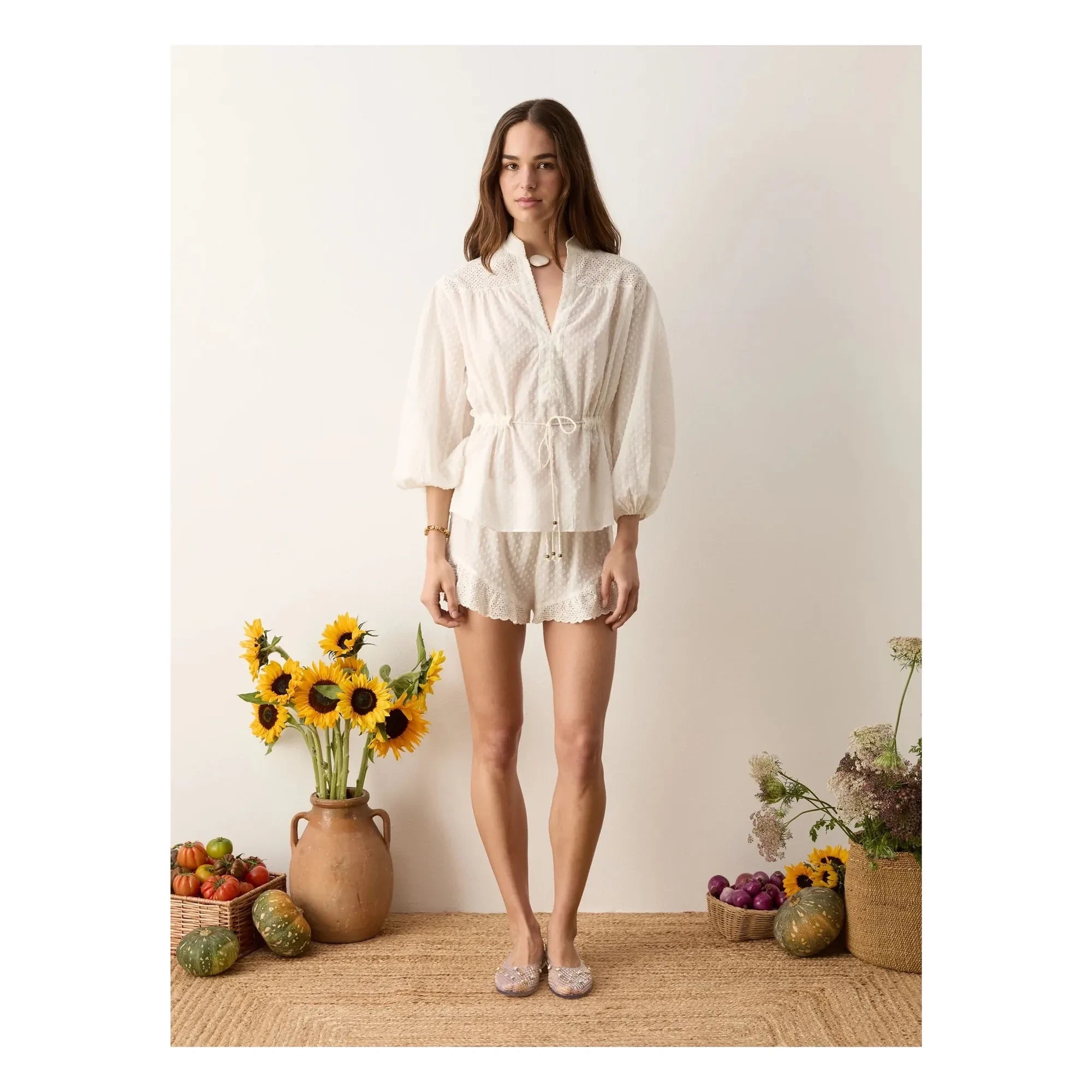 Boteh - Serenia Cotton Smocked Blouse | White