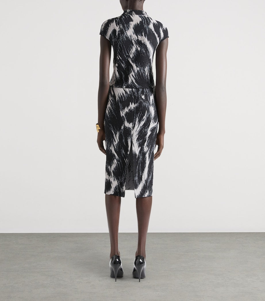 Givenchy Grey Animal Jacquard Pencil Midi Skirt