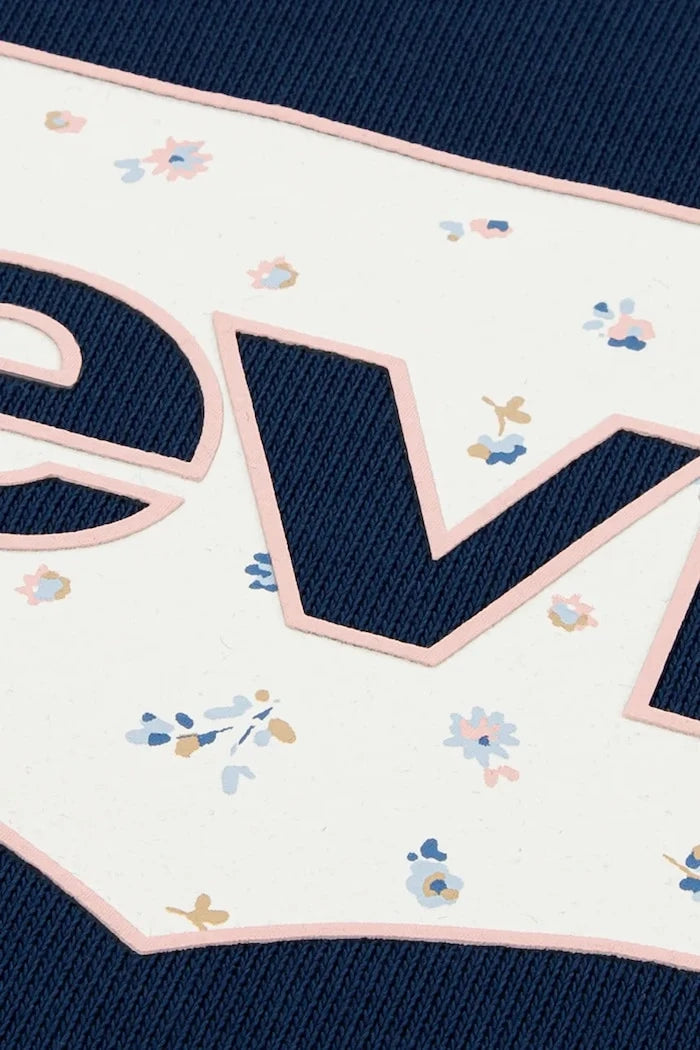 Levi's çocuk pamuklu FLORAL BATWING CREW sweatshirt