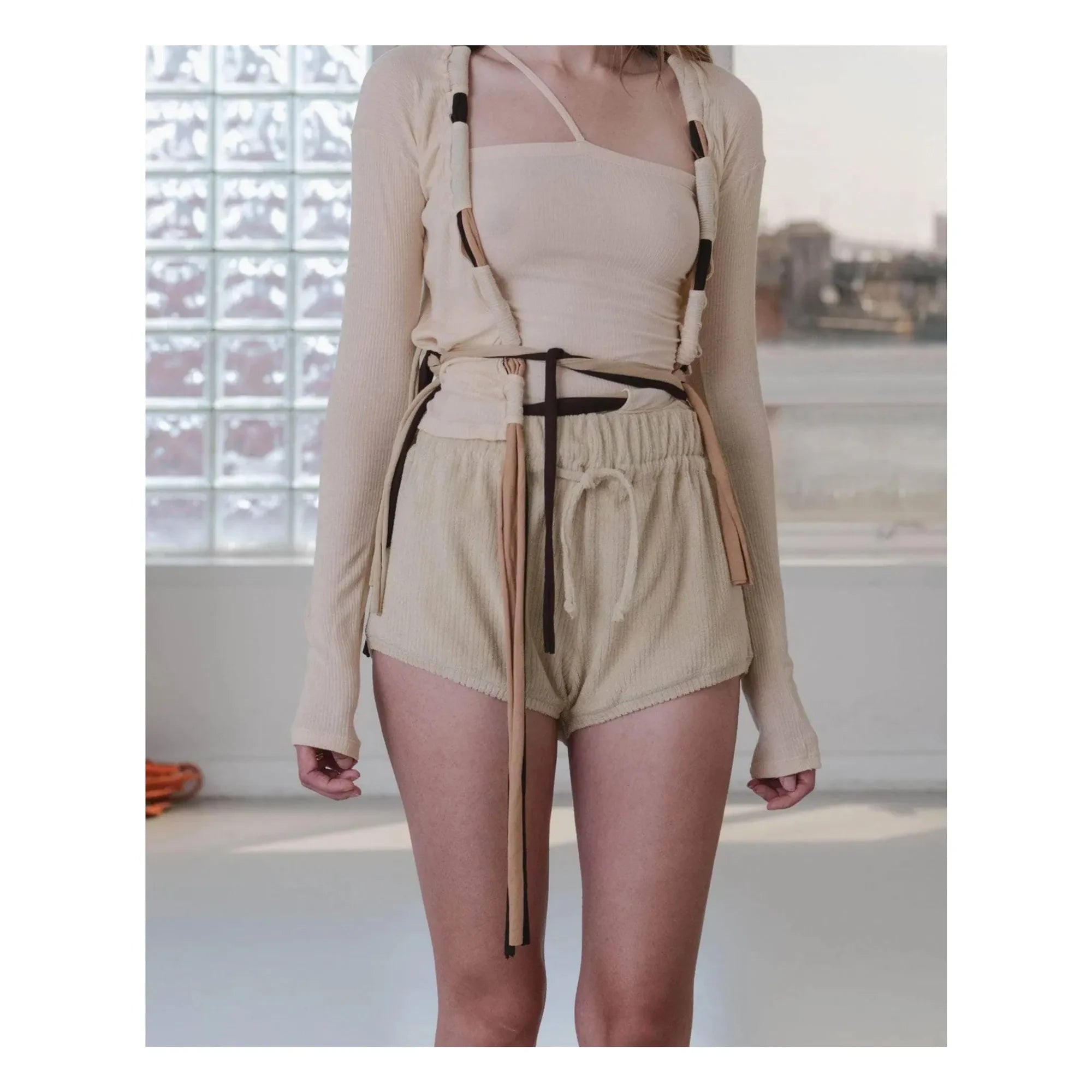 Baserange - Organic Cotton Pose Towelling Shorts | Beige