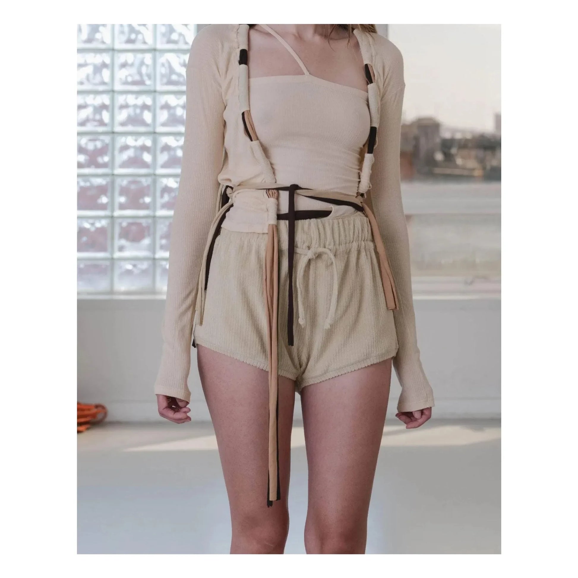 Baserange - Organic Cotton Pose Towelling Shorts | Beige