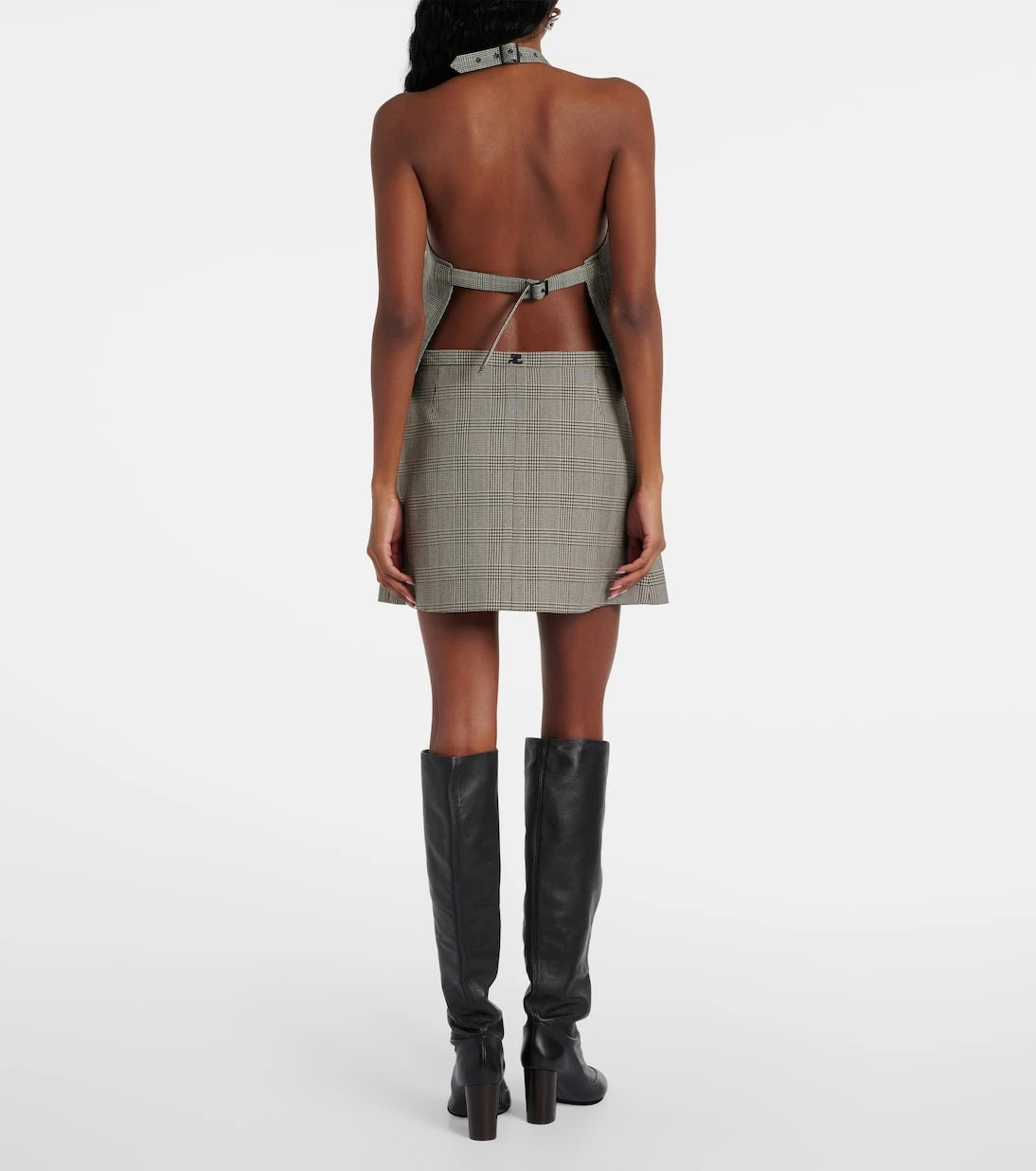 Wardrobe.NYC - Prince of Wales check open-back wool top
