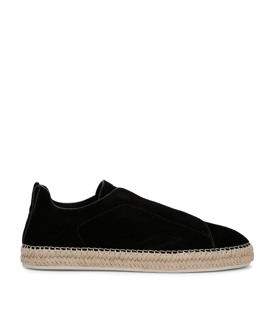 Suede Triple Stitch Espadrilles BLACK