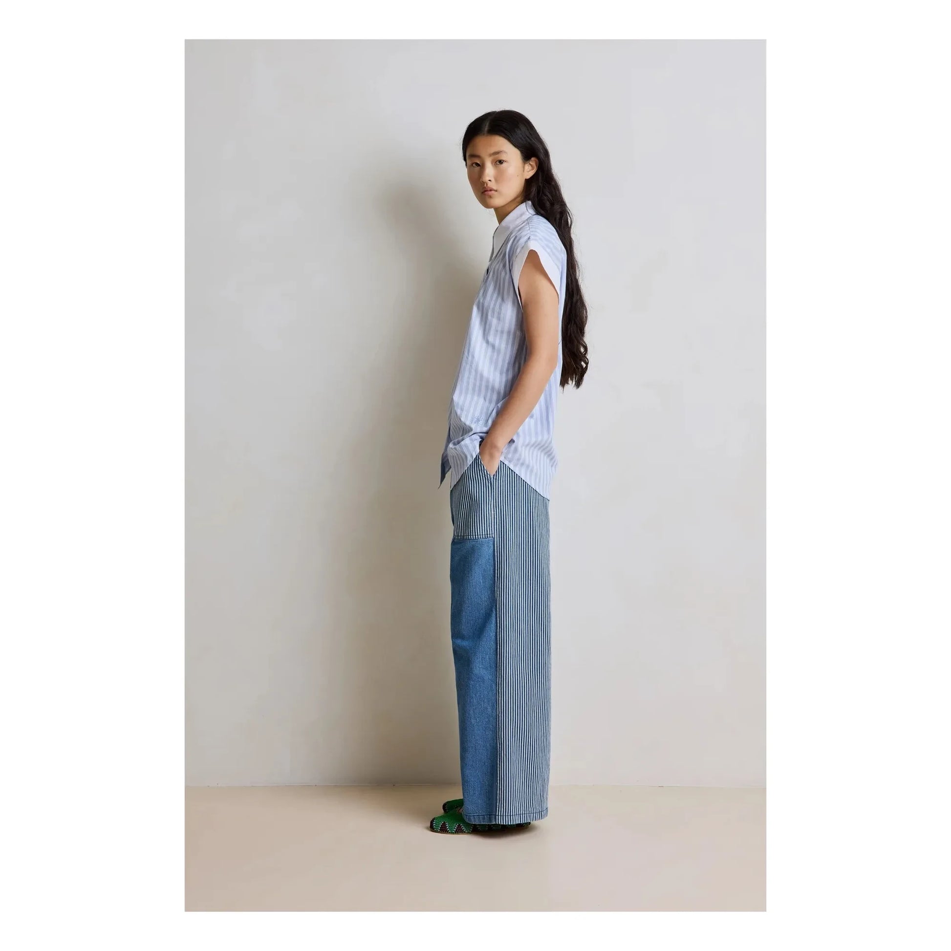 Hod - Florence Cotton Stripes Blouse | Blue