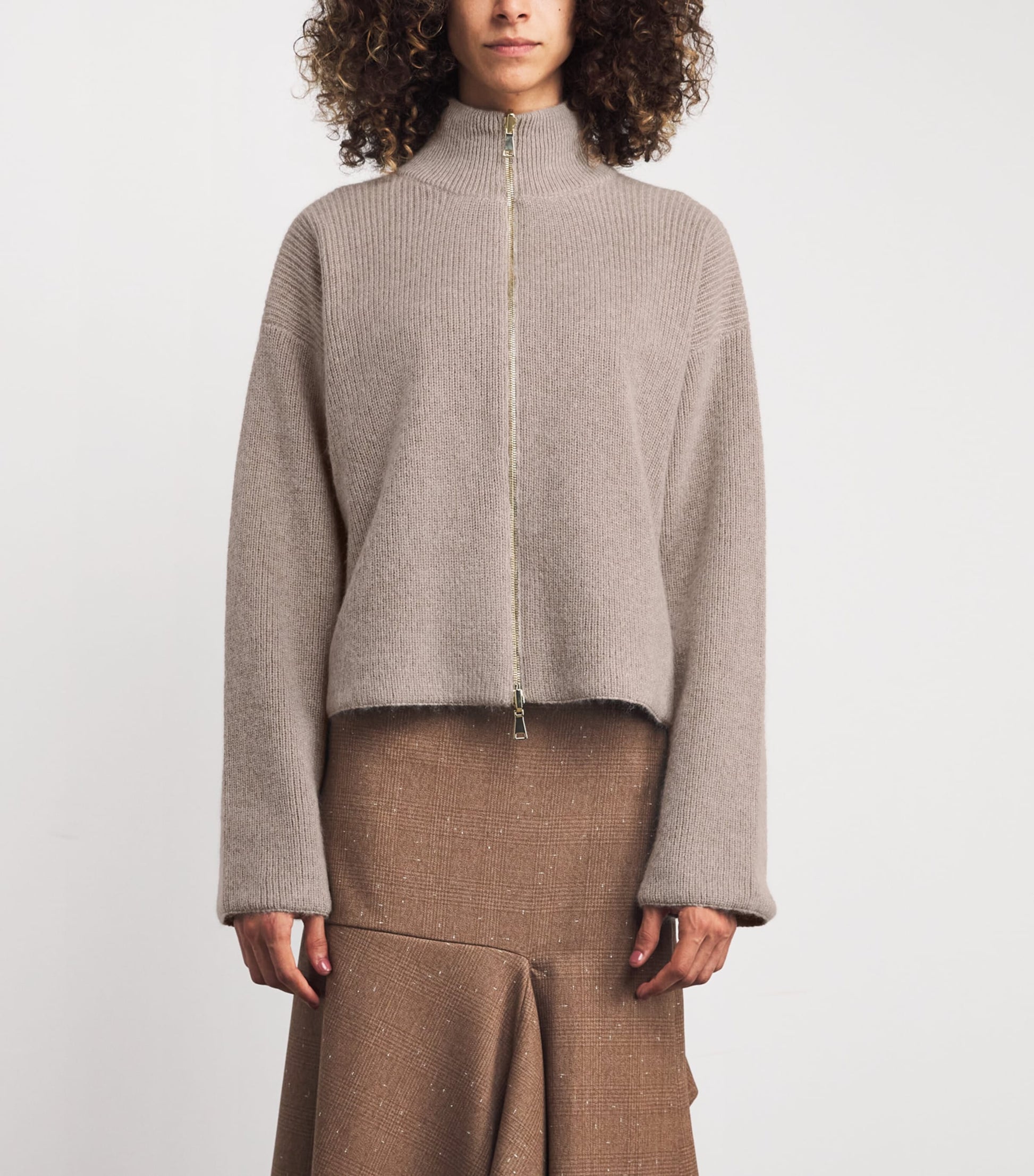 Fabiana Filippi Brown Reversible Zipped Cardigan