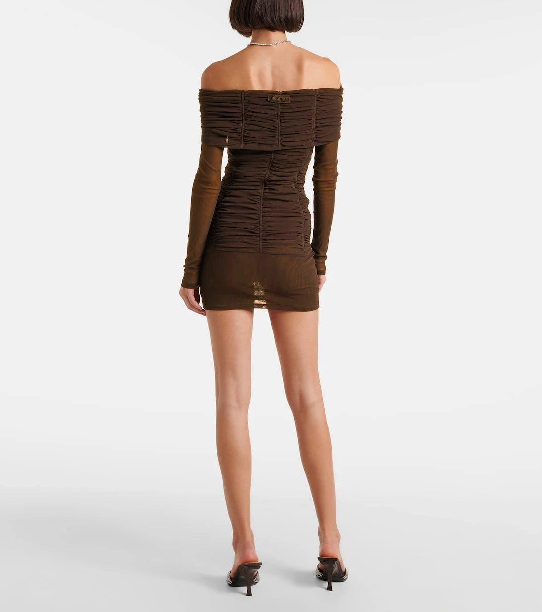 The Attico - Ruched off-shoulder jersey minidress