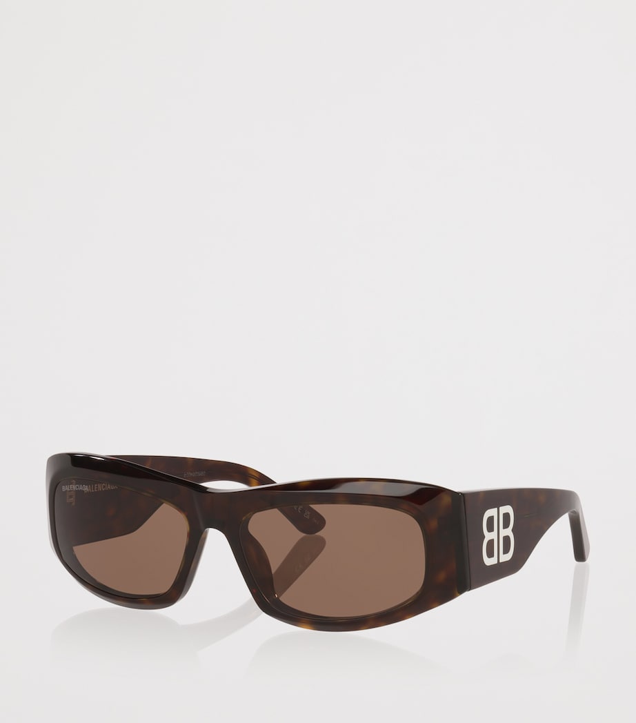 Balenciaga Brown Tortoiseshell BB0395S Rectangular Sunglasses