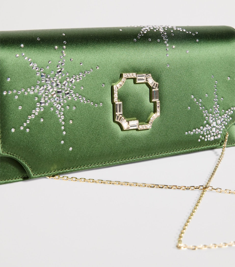 Malone Souliers Green Satin Embellished Vivien Clutch Bag