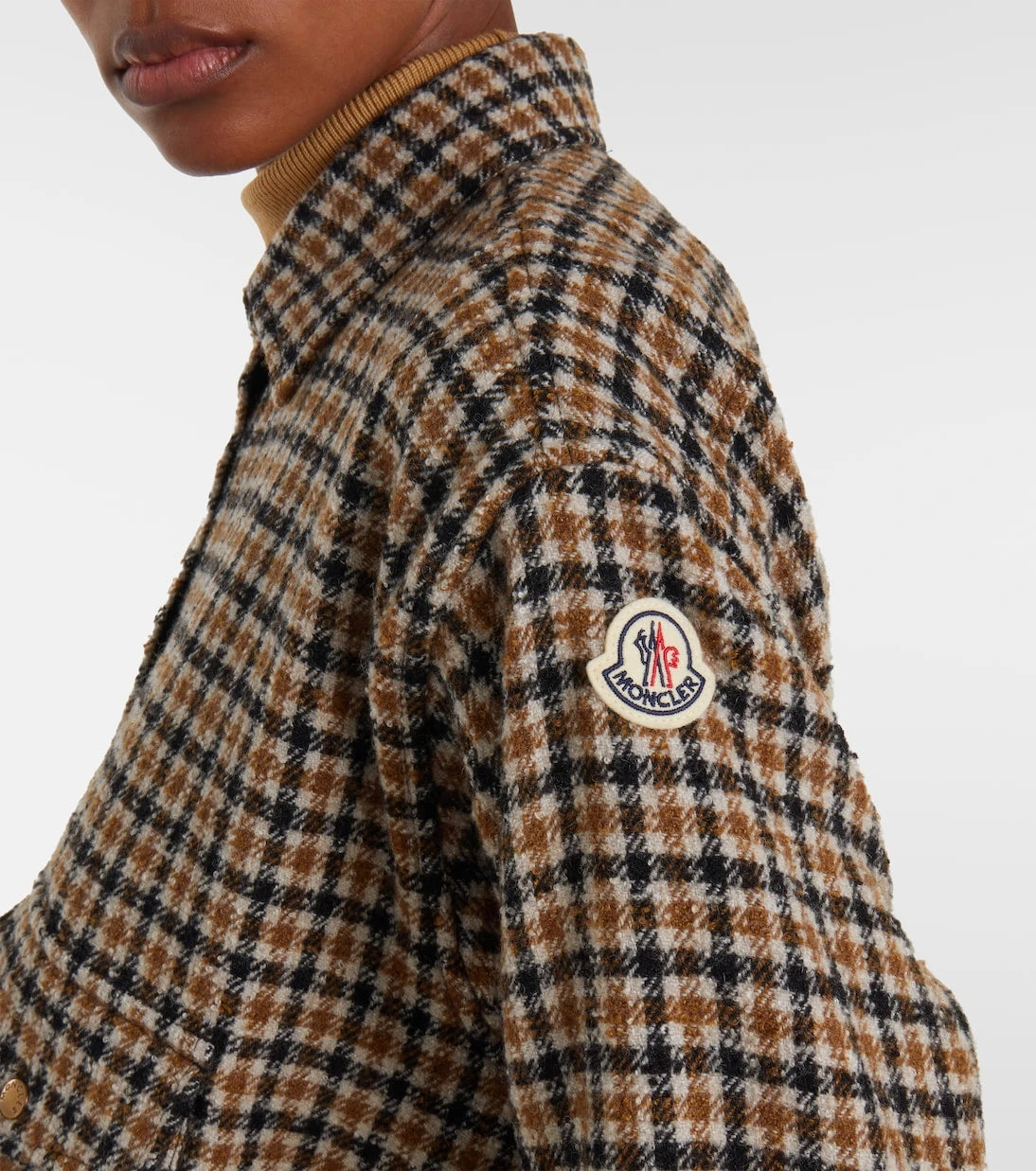 Moncler - Checked cropped wool-blend jacket