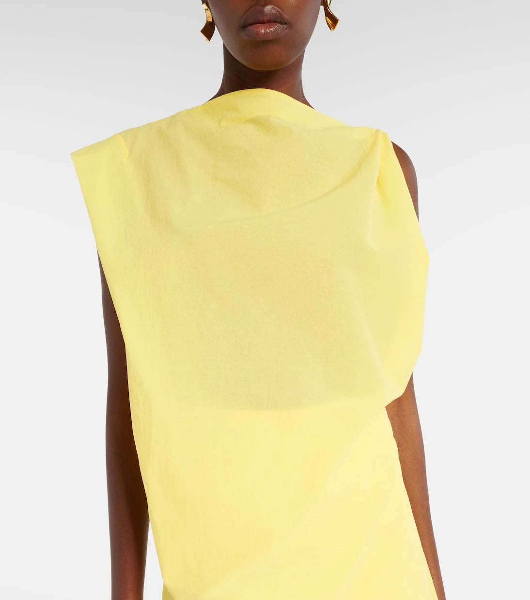 Jacquemus - فستان ميدي دراب من البوبلين المخلوط بالقطن