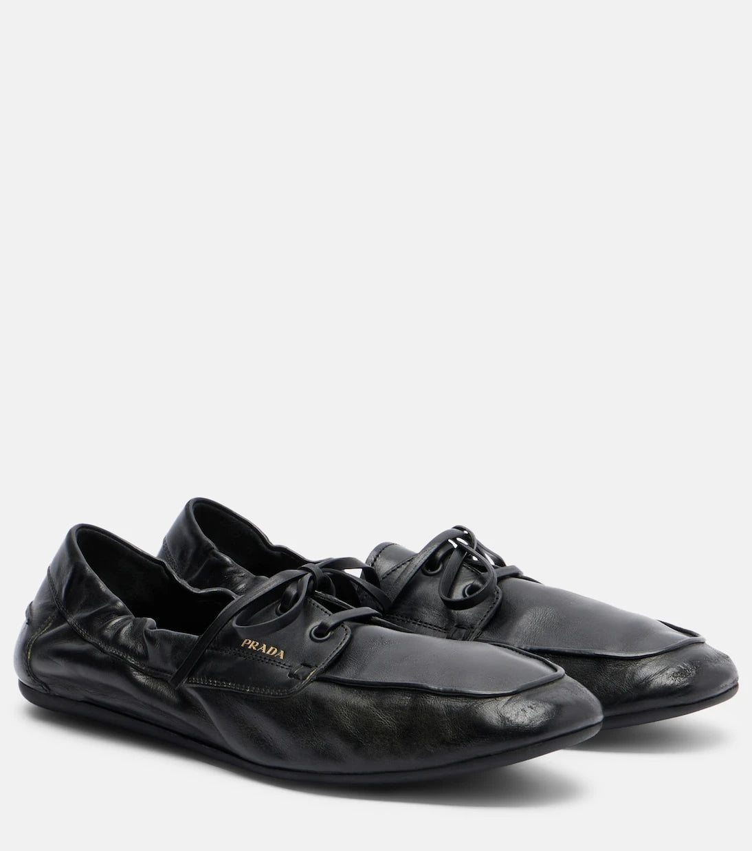Prada - Shuffle leather boat shoes