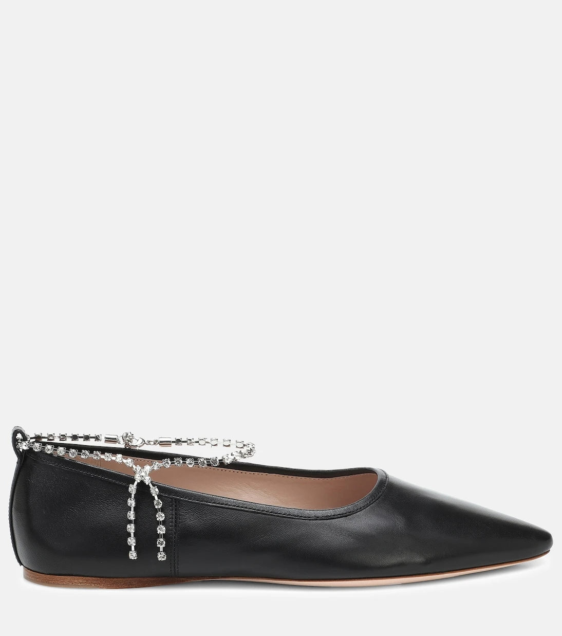 ميوميو - أحذية باليه جلدية مزينة