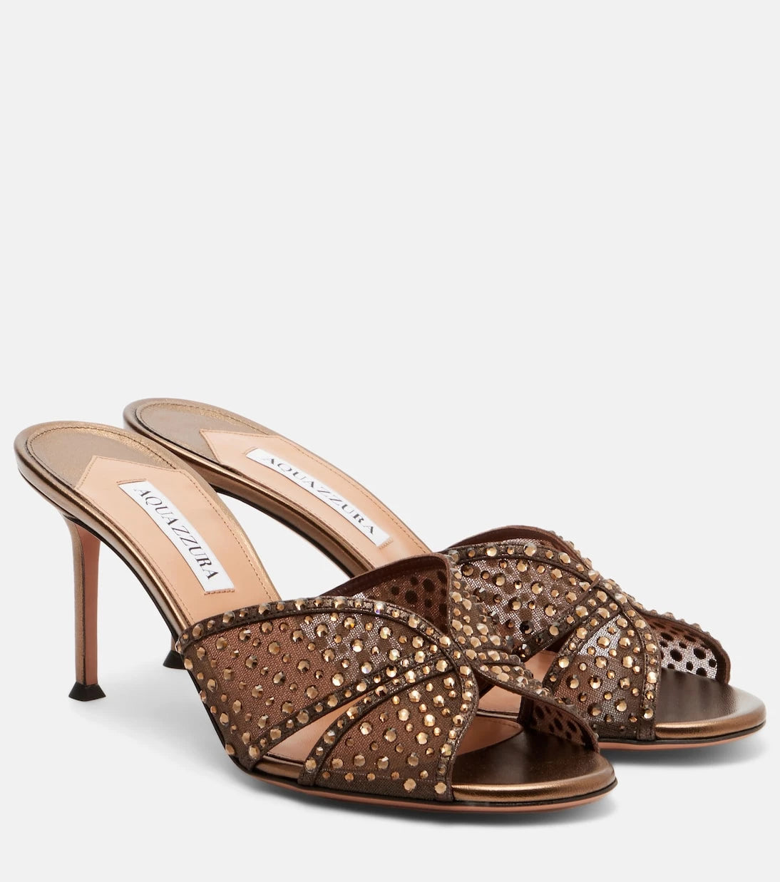 Aquazzura - Crystal Lover embellished tulle mules