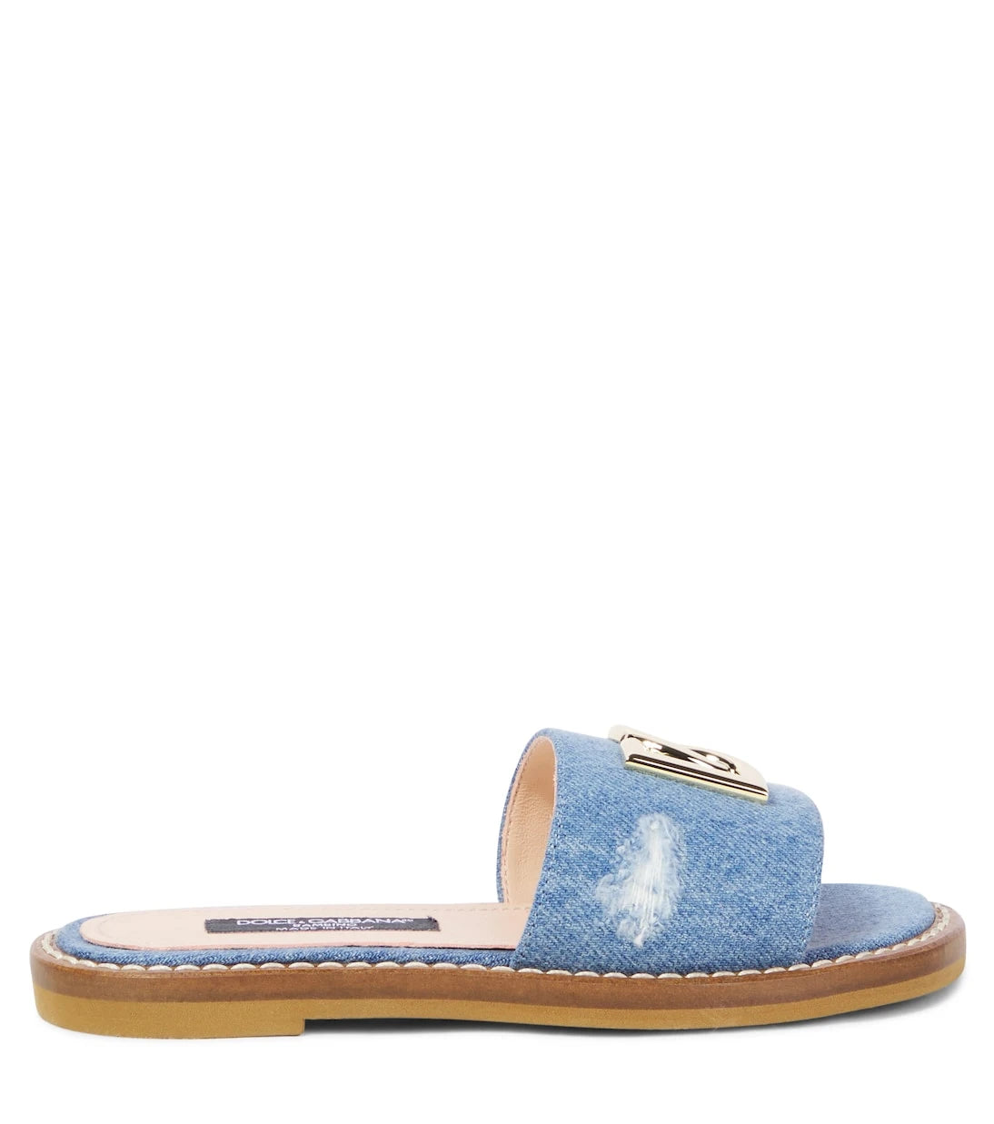 Dolce&Gabbana Kids - DG distressed denim slides