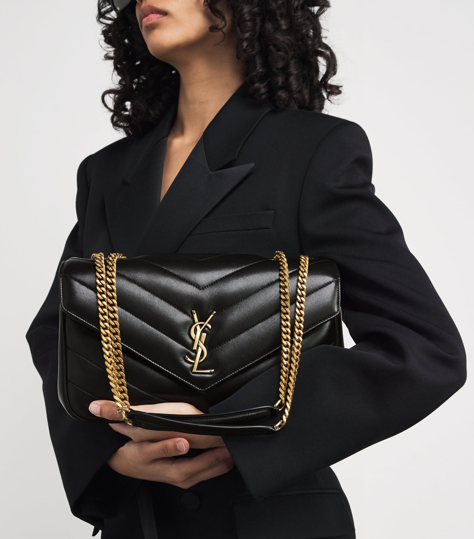 Saint Laurent Black Medium Loulou Shoulder Bag