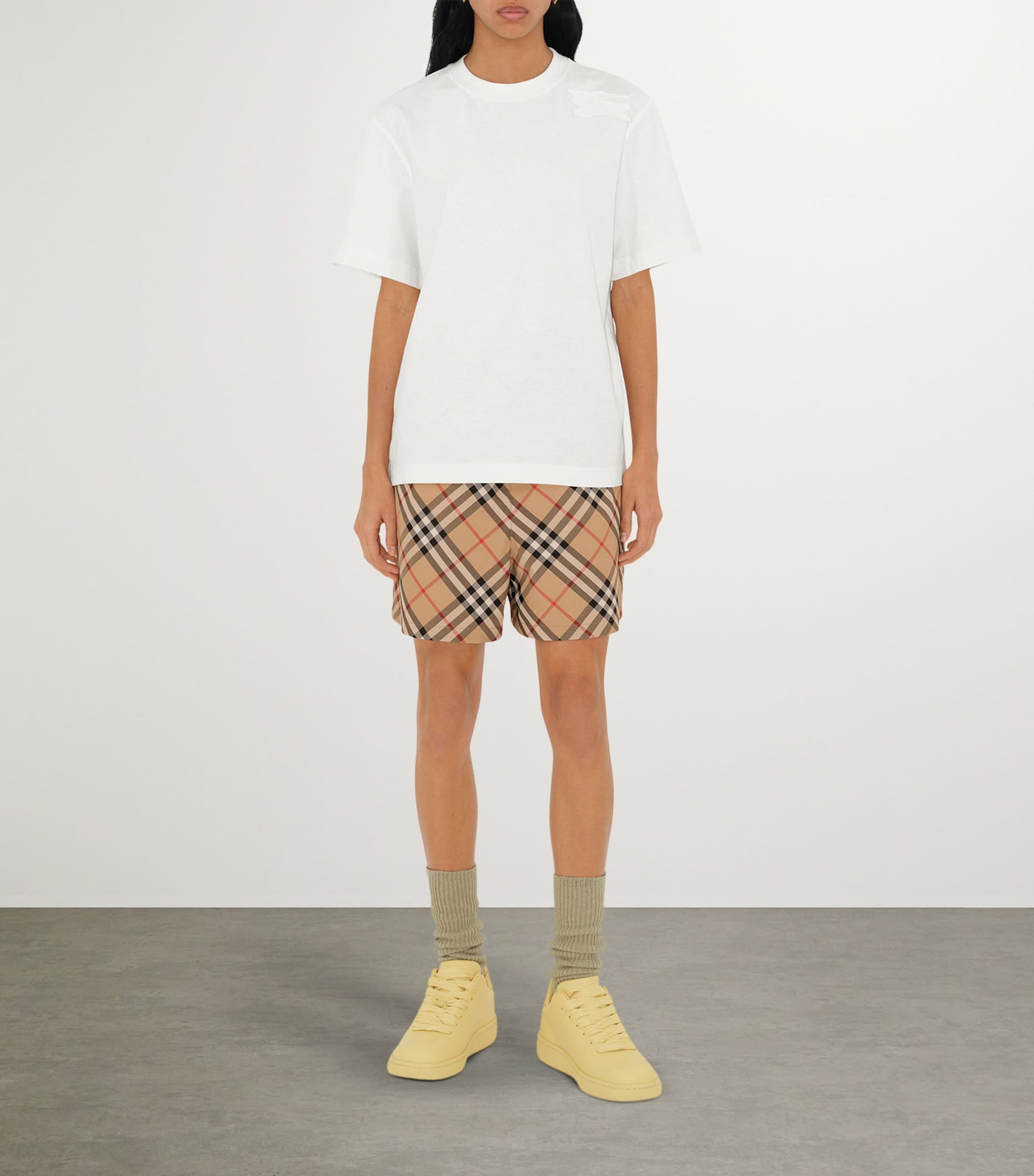 Burberry Yellow Twill Check Shorts
