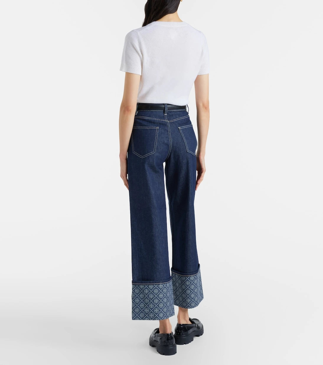 Tory Burch - Monogram wide-leg jeans