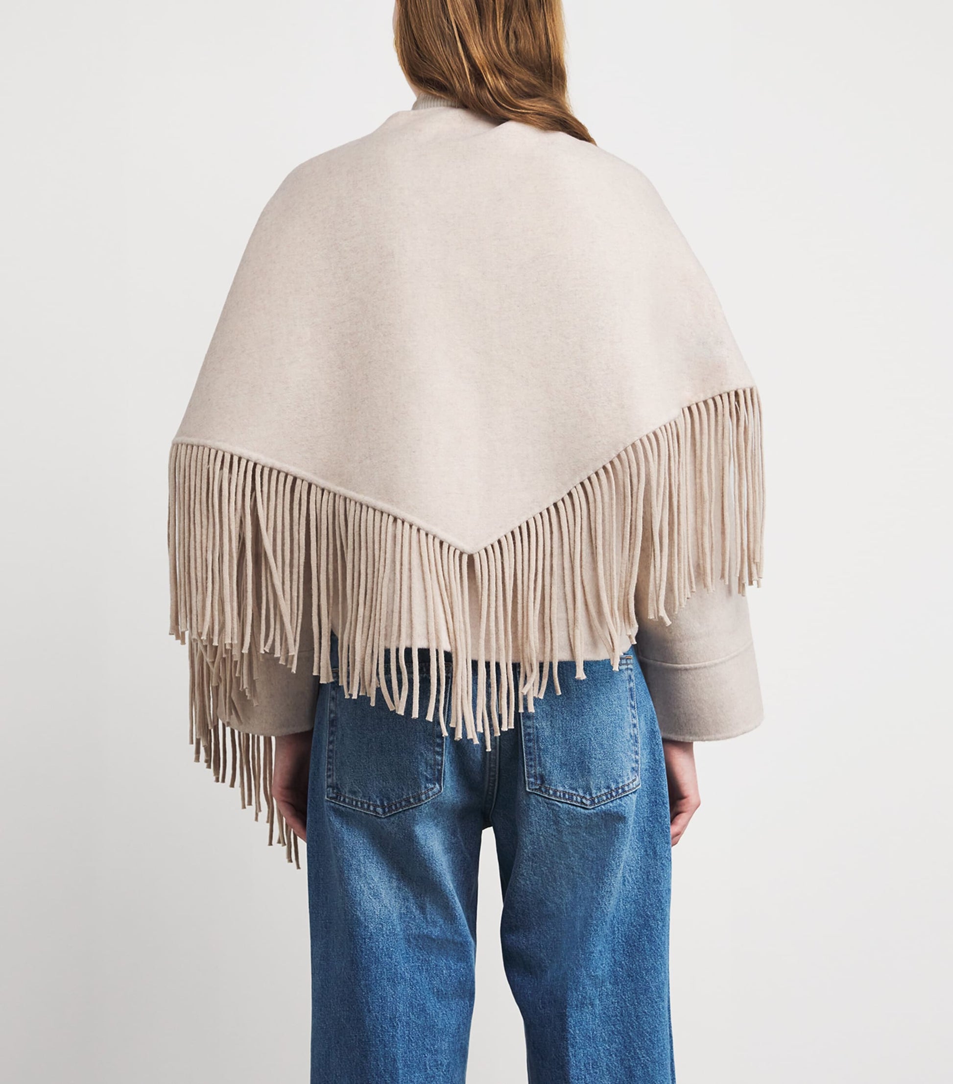 Maje White Wool-Blend Cape-Overlay Coat