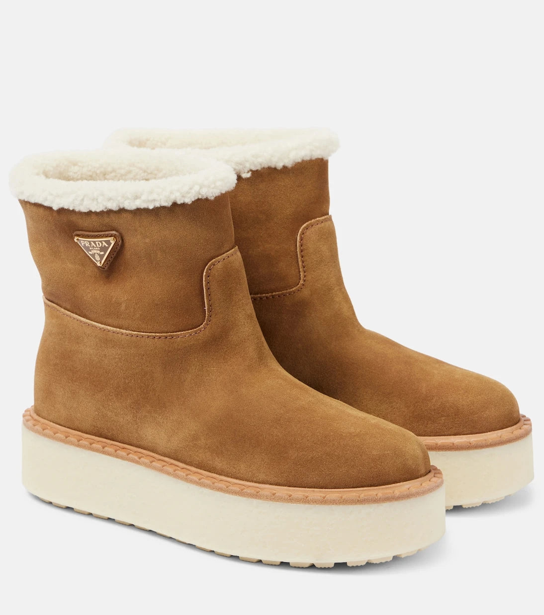 Prada - Shearling-lined suede ankle boots