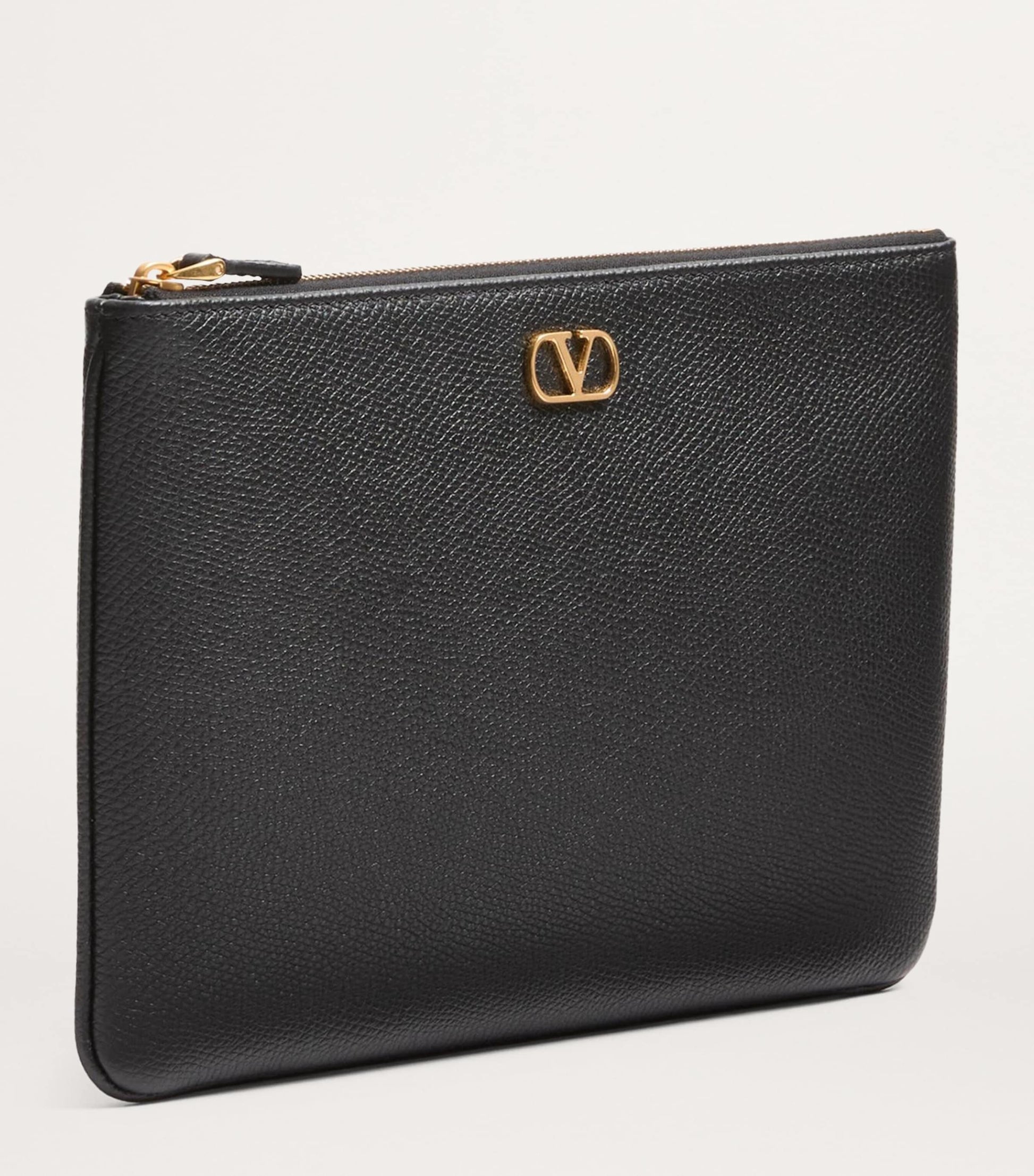 Valentino Garavani Black Medium Leather VLogo Signature Pouch