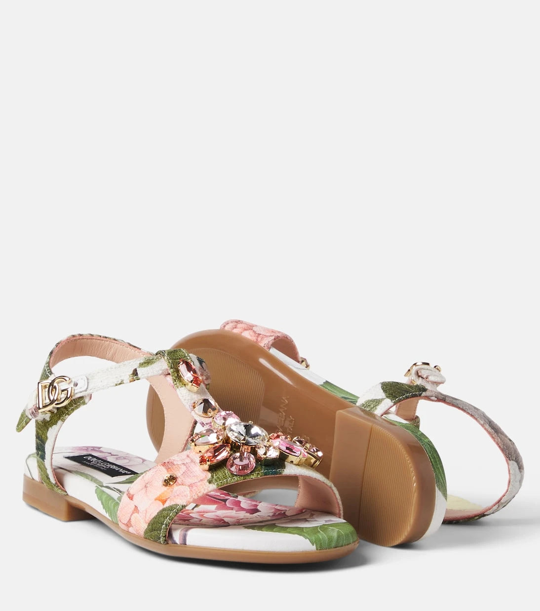 Dolce&Gabbana Kids - Crystal-embellished floral sandals