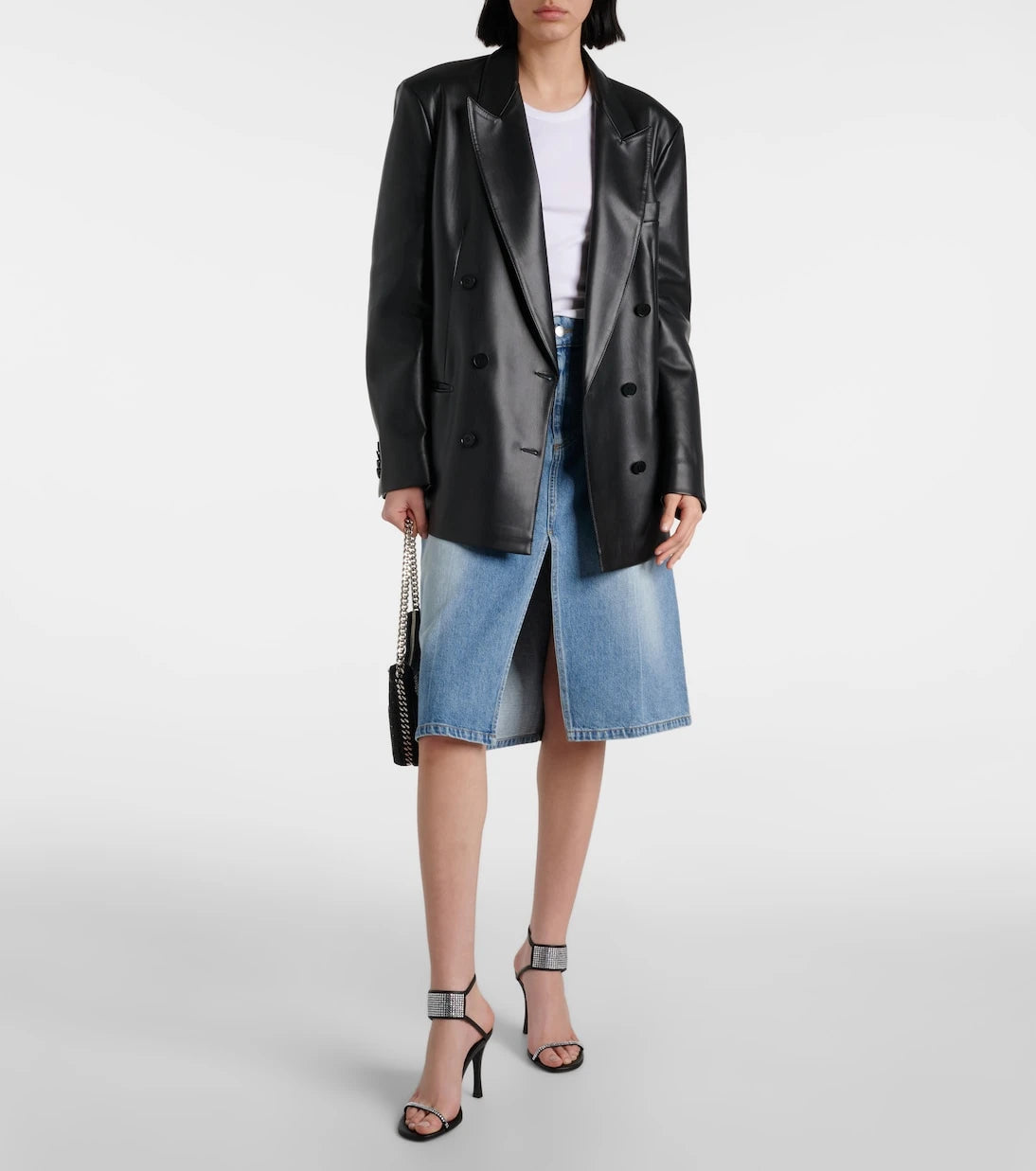 Stella McCartney - Front-slit denim midi skirt